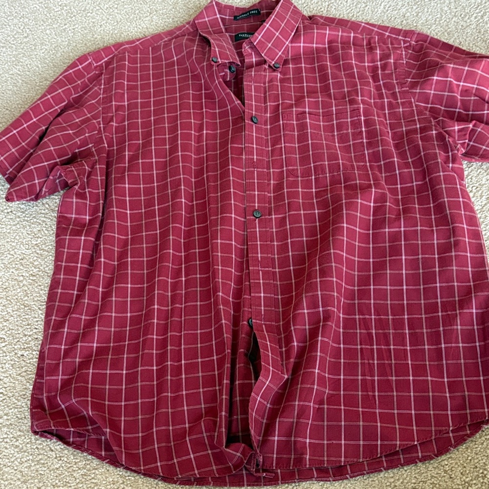 Van Heusen Men's Red Checkered Button-Down Shirt